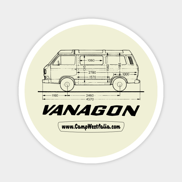 Vanagon Technical Drawing, light Magnet by CampWestfalia